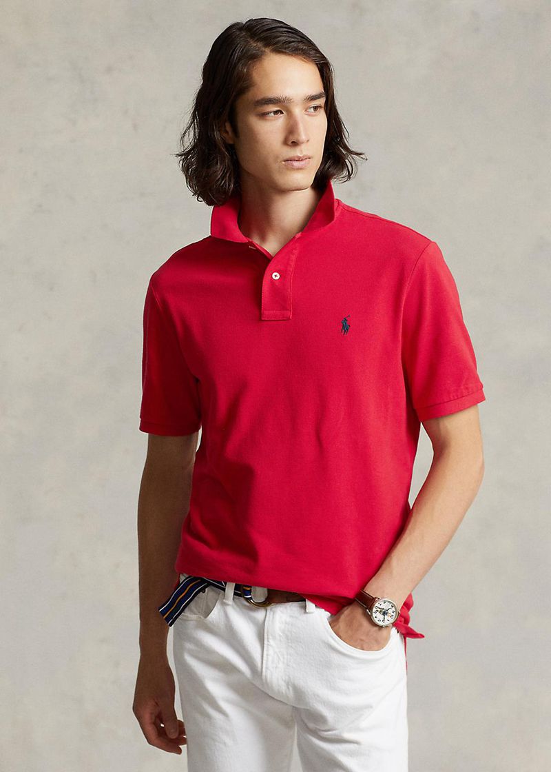 Poleras Polo Polo Ralph Lauren Hombre Custom Slim Fit Mesh Chile Rojas XFEQO-9083